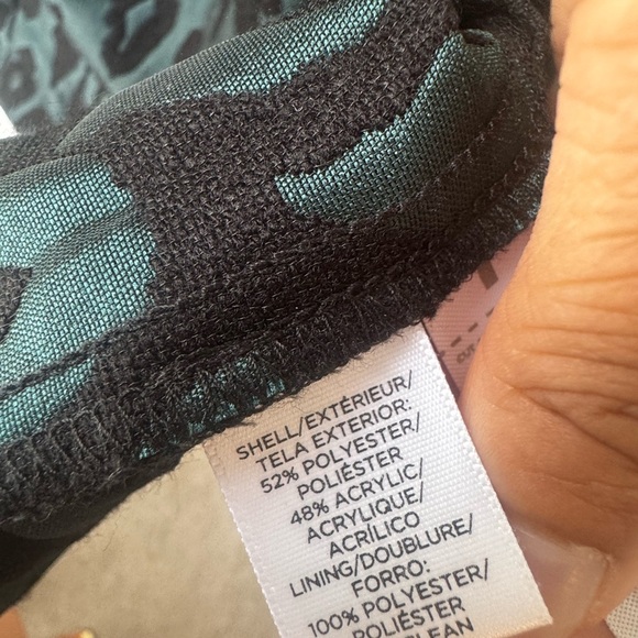 LOFT Cocktail, Wedding Guest Black and Teal Patterned Dress Sz 4 - Picture 5 of 5